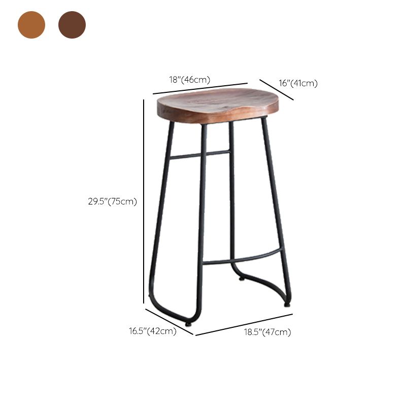 Modern Backless Armless Counter Stool Iron Bar Stool with Footrest