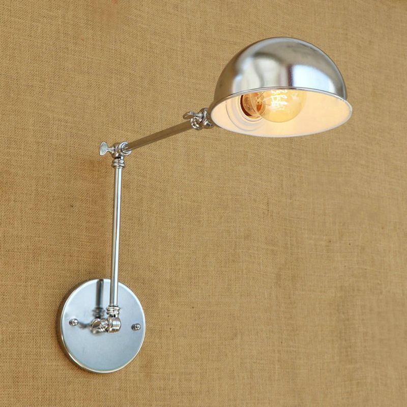 Gewölbte Metallwandbeleuchtung Industriestil 1 leichte Schlafzimmer Wandlampe mit Schwingarm in Chrom