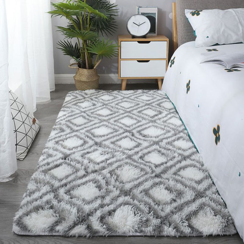 Trendy Geometric Print Rectangle Shag Faux Fur Living Room Indoor Rug