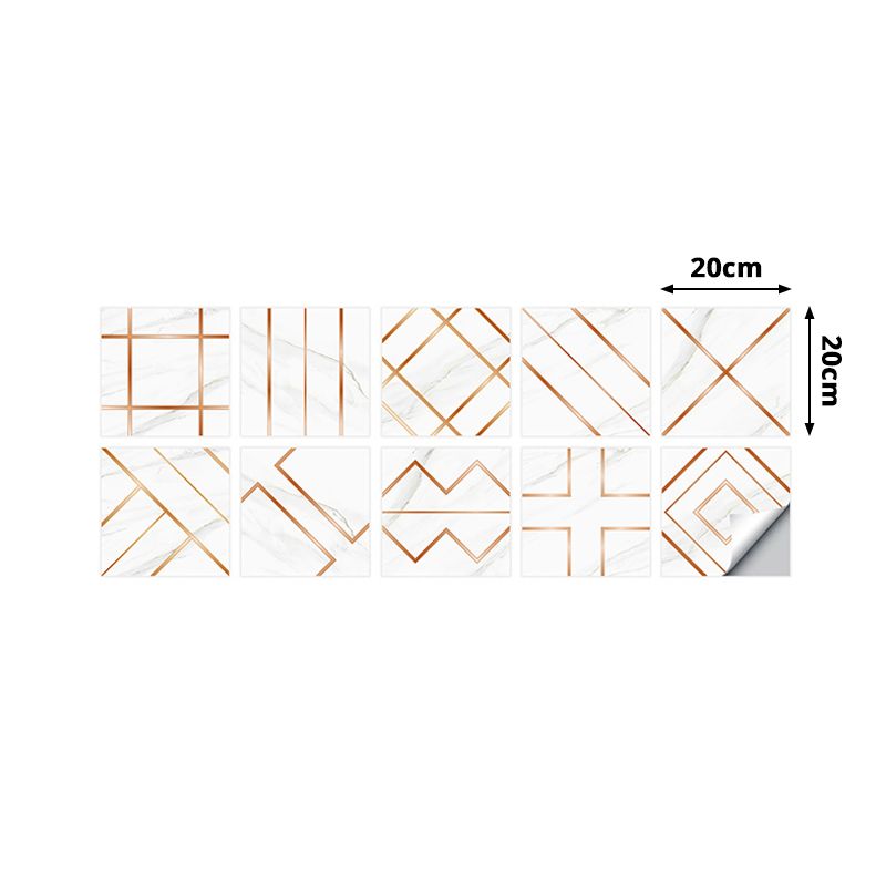 Modern Line Art Wallpaper Panels Orange Geometric Wall Covering for Dining Room, Easy Peel off