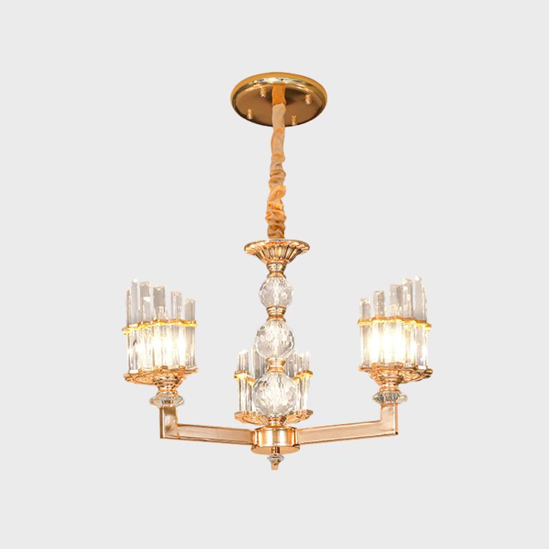 Gouden half geschilder kroonluchter moderne kristallen staaf 3/6 lichten woonkamer hangende hanger
