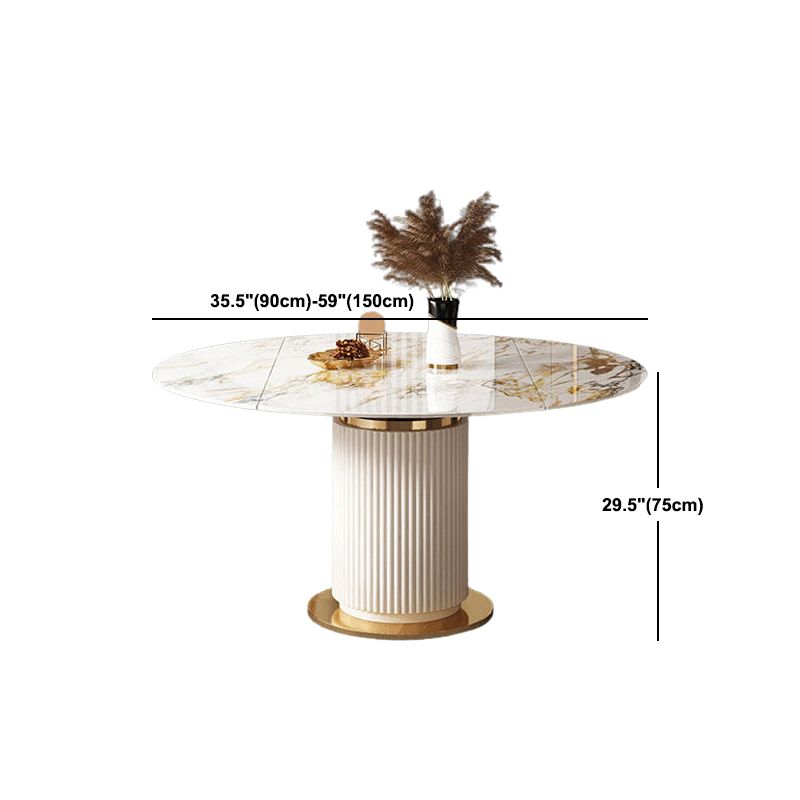 Glam Round Dining Set Stone 1/4/7 Pieces Dining Furniture for Indoor