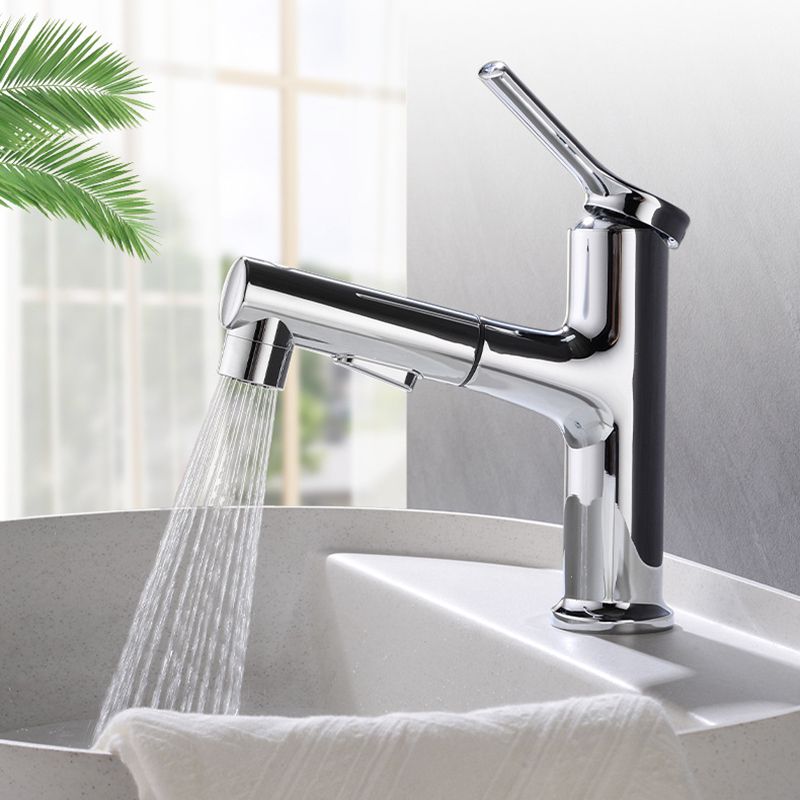 Circular Contemporary Bathroom Faucet Lever Handle Faucet with Single Hole