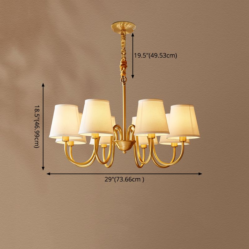 Cone Chandelier Light Fixture Traditional Fabric Shade Pendant Lighting for Restaurant