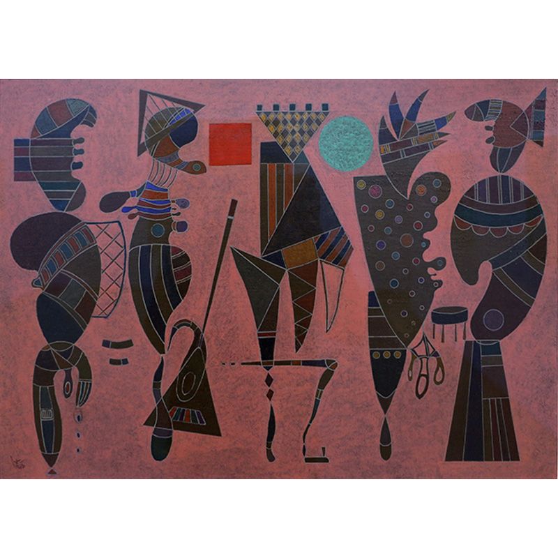 Contemporary Kandinsky Painting Mural Pastel Color Abstract Wall Art for Family Room