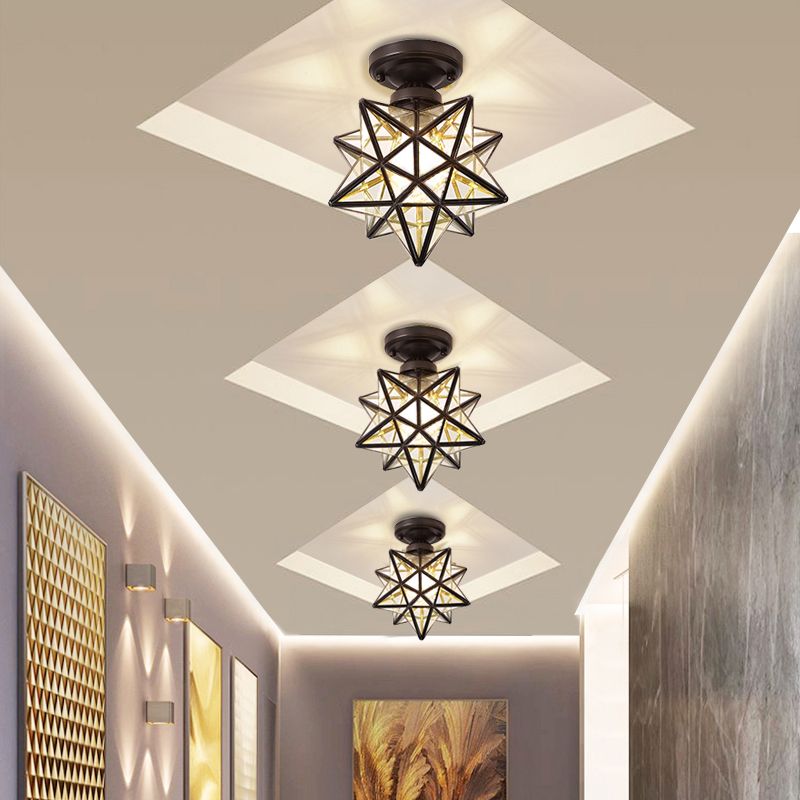 Lámpara de techo geométrica Cobre moderno 1 Montaje de alambre de luz con agujero 2-3.5 '' Dia para el pasillo