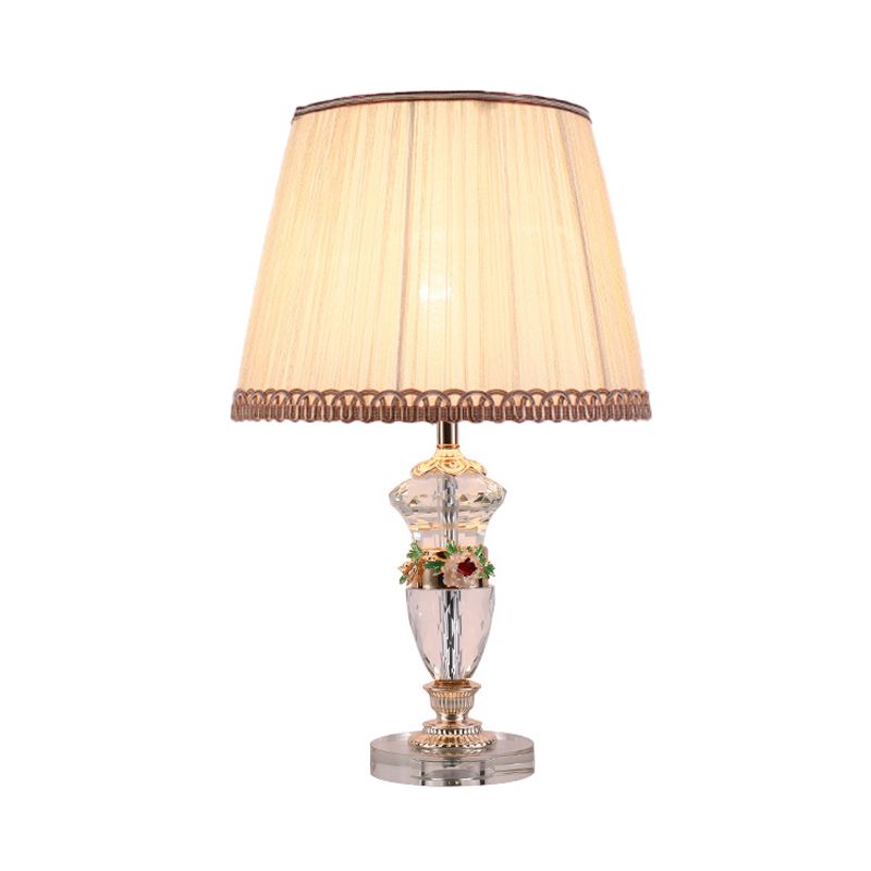 Éclairage de travail moderniste en forme d'urne, lampe de lecture à 1 ampoule en cristal taillé à la main en bleu/beige