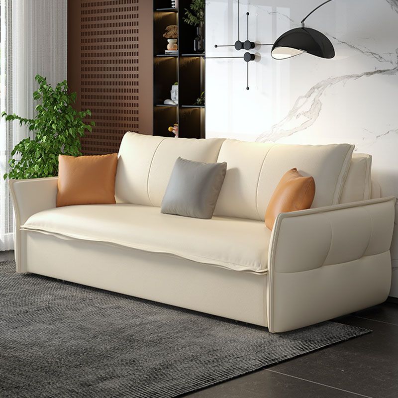Weißes Sofa Bett Faux Leder Quadratarm Standard Bettbewegung mit Lagerung