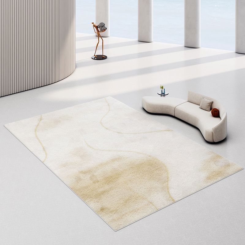 Modern Drawing Room Area Rug Khaki Polyester Area Carpet Non-Slip Backing Area Rug
