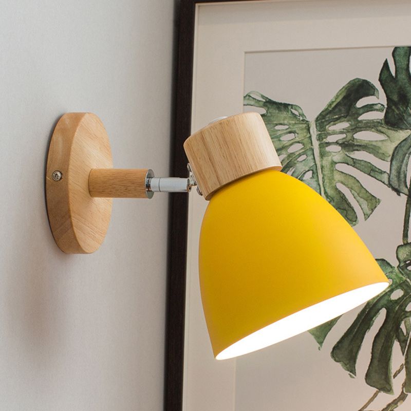 Wooden Simplicity Wall Sconce Colorful Metal Wall Mounted Lamp for Sitting Room