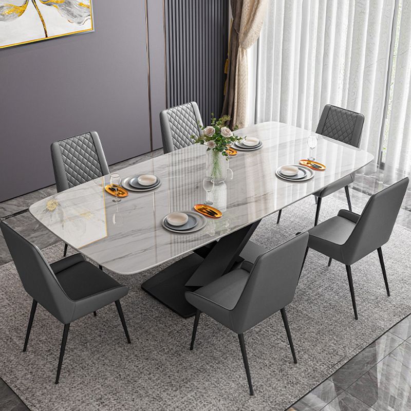 Modern Dining Table Stone Dining Room Dining Table with Metal Base