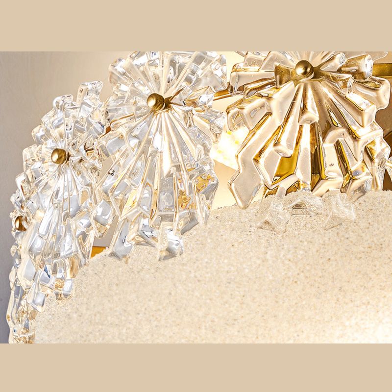 Contemporary Transparent Crystal Semi Flush Mount Ceiling Lighting Fixture for Dining Room