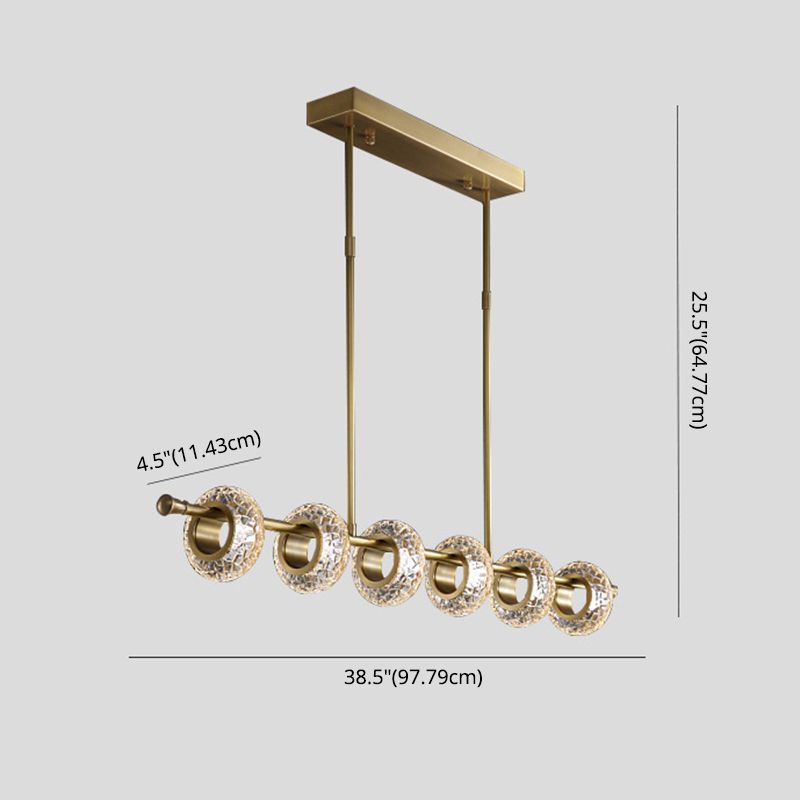 6 lichte erwten hanglamp Modern Island Lighting Glass en metalen eilandlamp in goud in goud