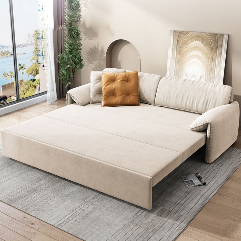 Glam Styled Fiber Sleeper Sofa Upholstered Pillow Top Arms Sofa Bed