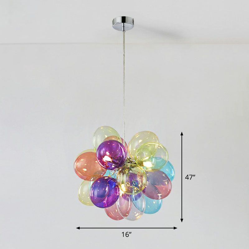 Palloncini per bambini lampadario lampadario multicolore in vetro a led lampada appesa in acciaio inossidabile