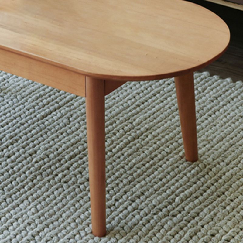 Nordic Solid Wood Cocktail Table with 1 Drawer Oval Coffee Table