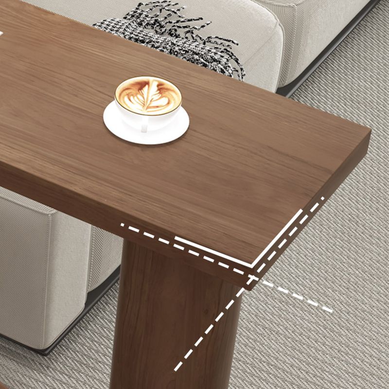 Brown Pine Wood Rectangle Bar Table with Storage for Living Room