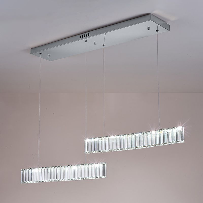 Modern Crystal Chandelier Lamp Linear LED Island Pendant for Dining Room