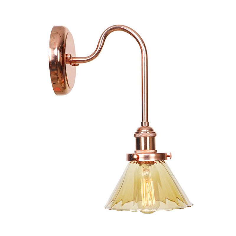1 Côté Cone Light Light Light Vintage Clear / Amber Glass Wall Éclairage d'éclairage pour le salon