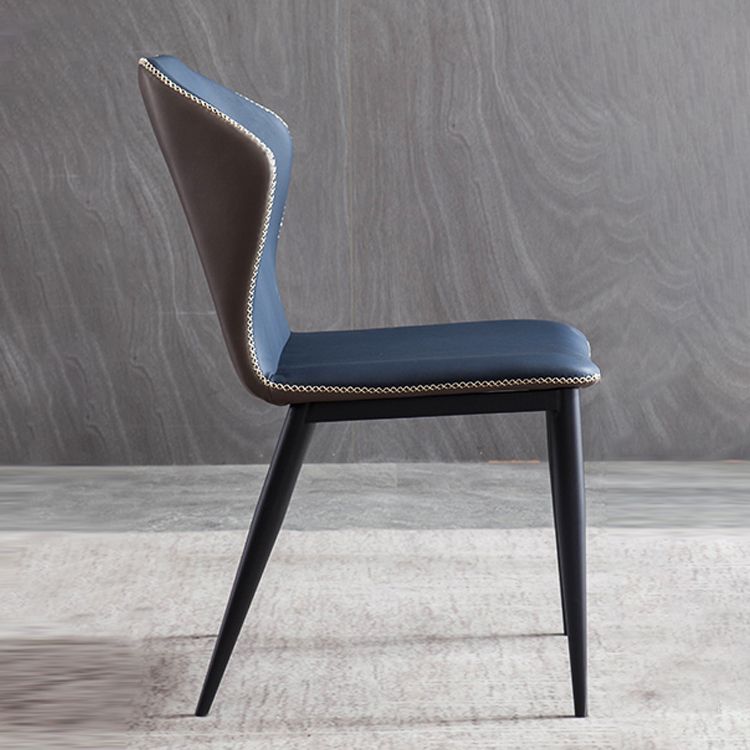 Silla de comedor de metal contemporánea, sin brazos, con respaldo para uso doméstico (juego de 2)