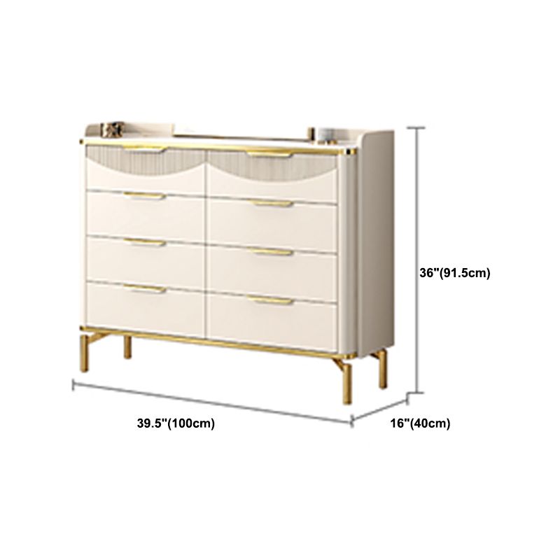 Glam Wooden Storage Chest Bedroom Chest in White with Drawers
