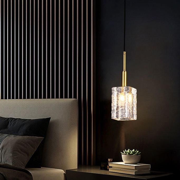 Crystal Cylindrical Hanging Lights Modern Style Hanging Mount Fixture for Bedroom