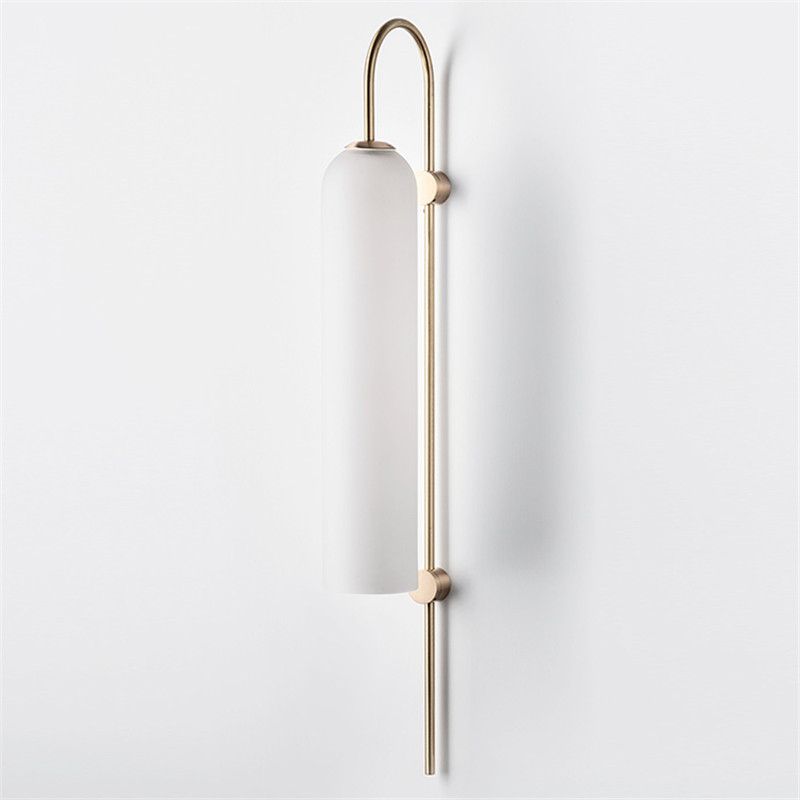 30" H Long Column Shaped Glass Wall Lamp Nordic Style Minimalism Lighting Fixture for Living Room Hallway