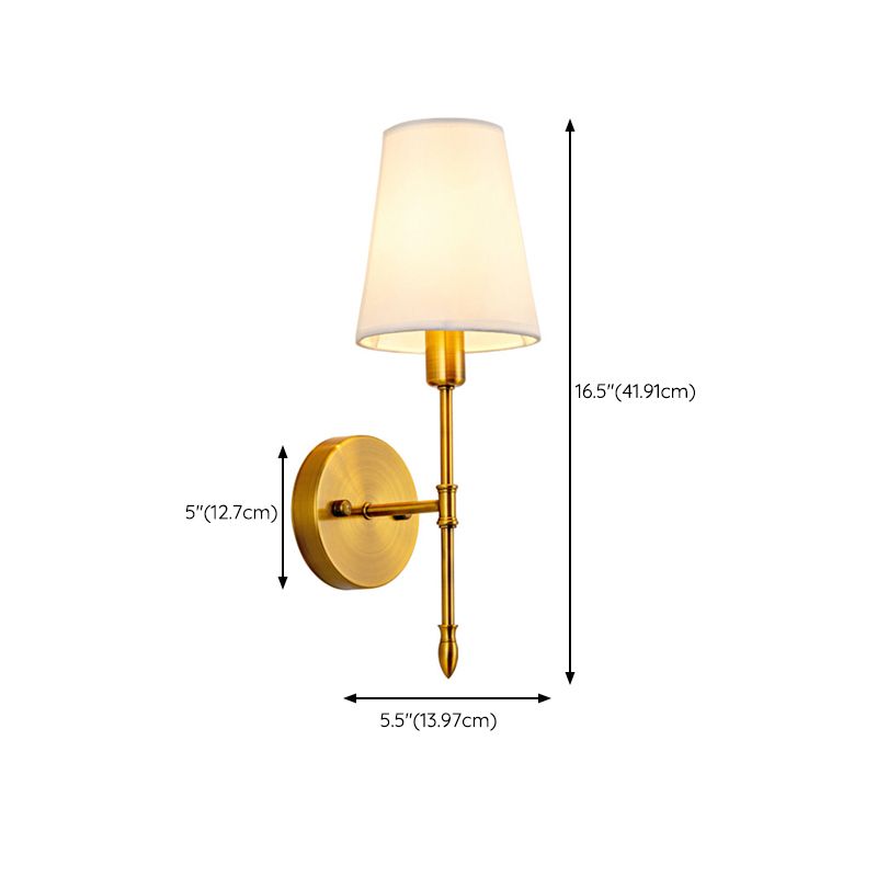 American Style Golden Vanity Light Fabric Shade Vanity Lamp for Shower Room