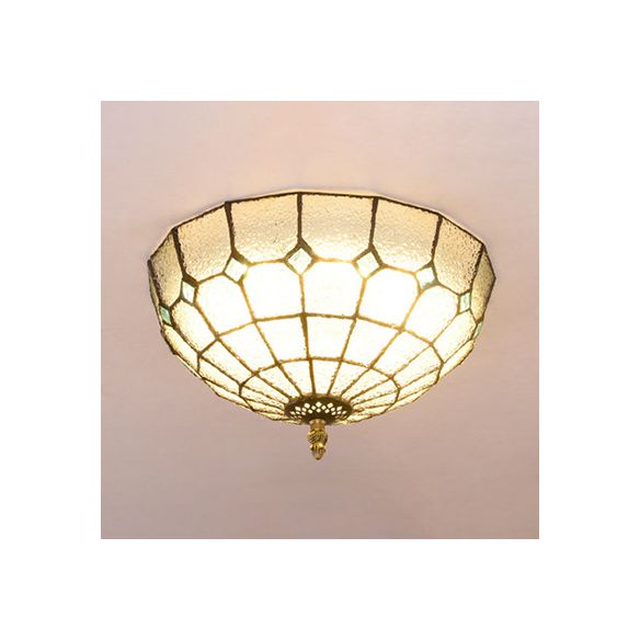 Plafonnier bol en verre teinté Tiffany, 2 lumières, plafonnier en Beige/transparent/bleu pour salle de bain