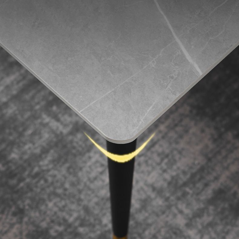 Rechthoek traditionele luxe tafel gesinterde stenen tafel met 4 zwarte poten