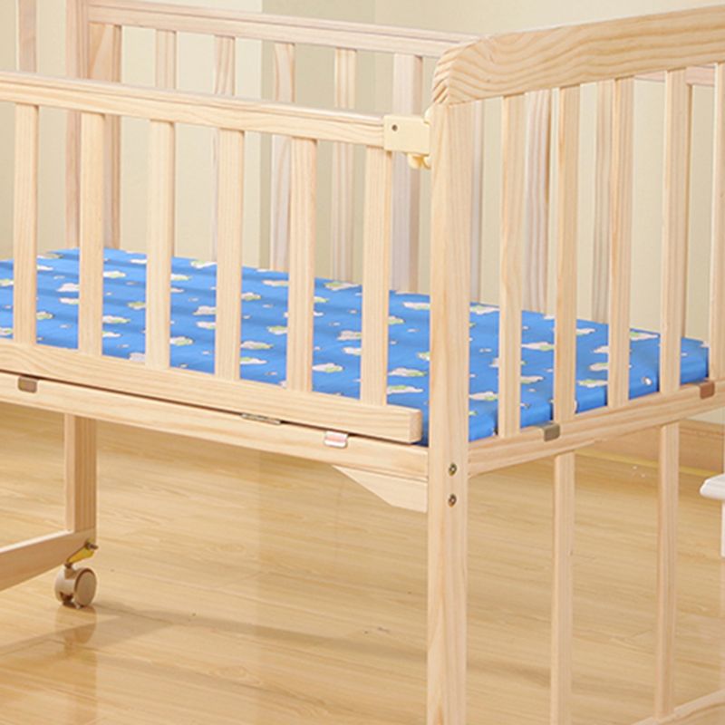 Farmhouse / Country Baby Crib Wood with Guardrail Washed Natural Nursery Bed