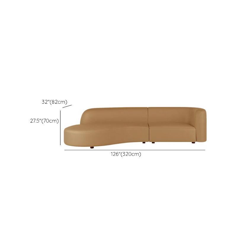 Brown One Arm Sectional Sofas Solid Wood Sectional Couch for Living Room