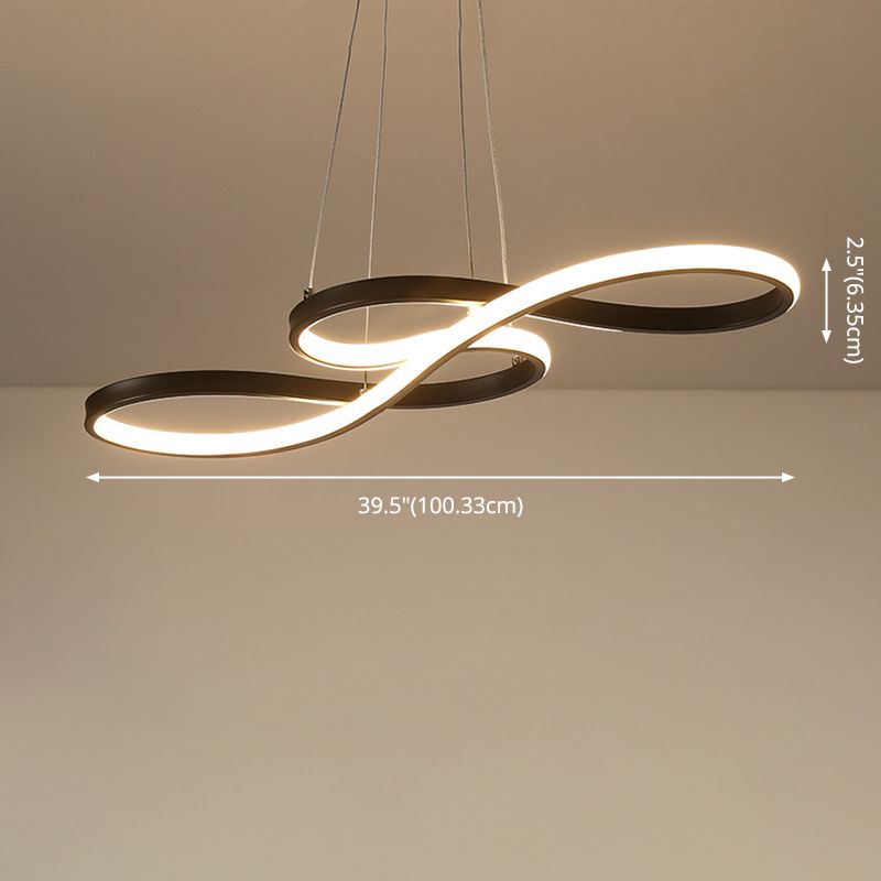 Silicone Linear LED Pendant Light in Modern Concise Style Aluminium Indoor Hanging Lamp
