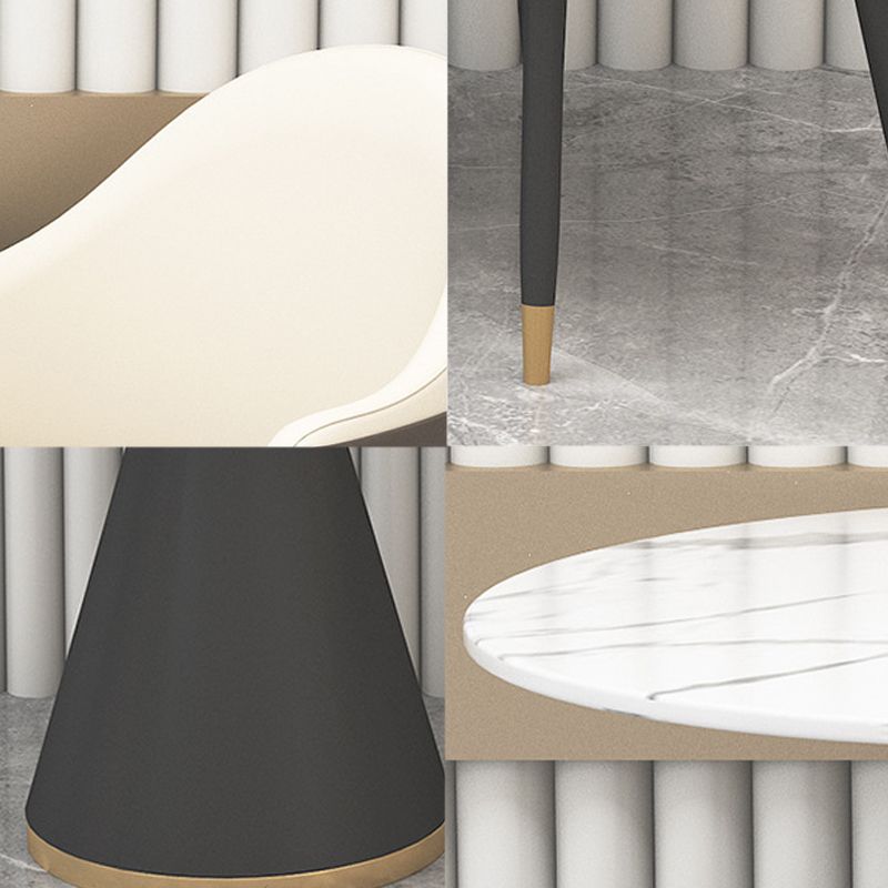 Glam Dinette Set for Dining Room 1/2/5 Pieces Glossy White Dining Table Set