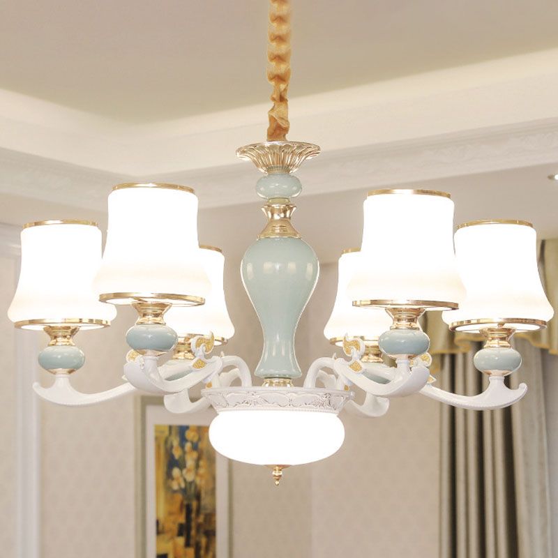 Cono Cono Cono Cono Camino Crema Camina de la sala de estar de vidrio Kit de luz en azul claro