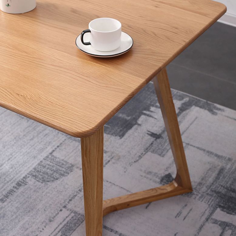 Rectangle White Oak Solid Wood Table Modern Dining Table Double Pedestal for Restaurant