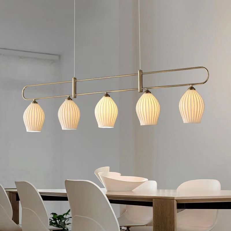 Drum Shape Metal Island Pendants Modern Style Multi Lights Island Pendant Lights