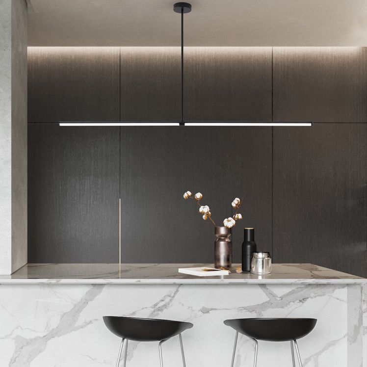 Slim Island Lighting Fixtures Metal Modern Simplicity Island Lighting Ideas for Restaurant