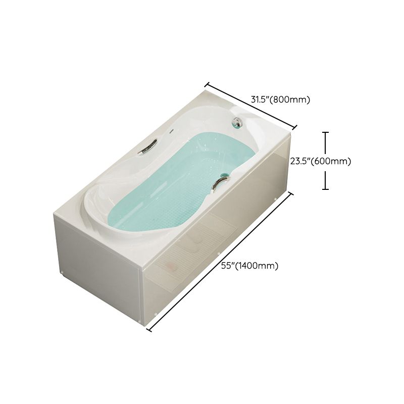 Freestanding Acrylic Bathtub Soaking White Square Modern Back to Wall Bathtub
