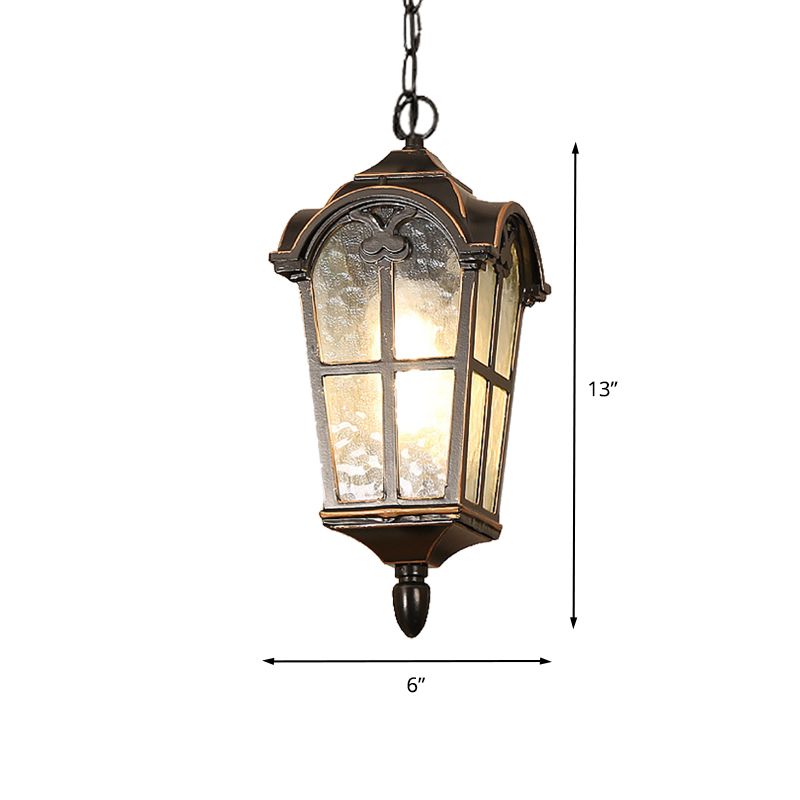 Black Finish 1 Head Pendant Lighting Countryside Water Glass Lantern Ceiling Suspension Lamp for Passage