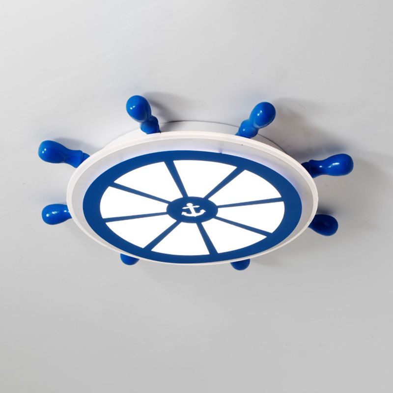 Acrylic Rudder Flushmount Lighting Kids LED Blue Flush Ceiling Light Fixture for Kindergarten