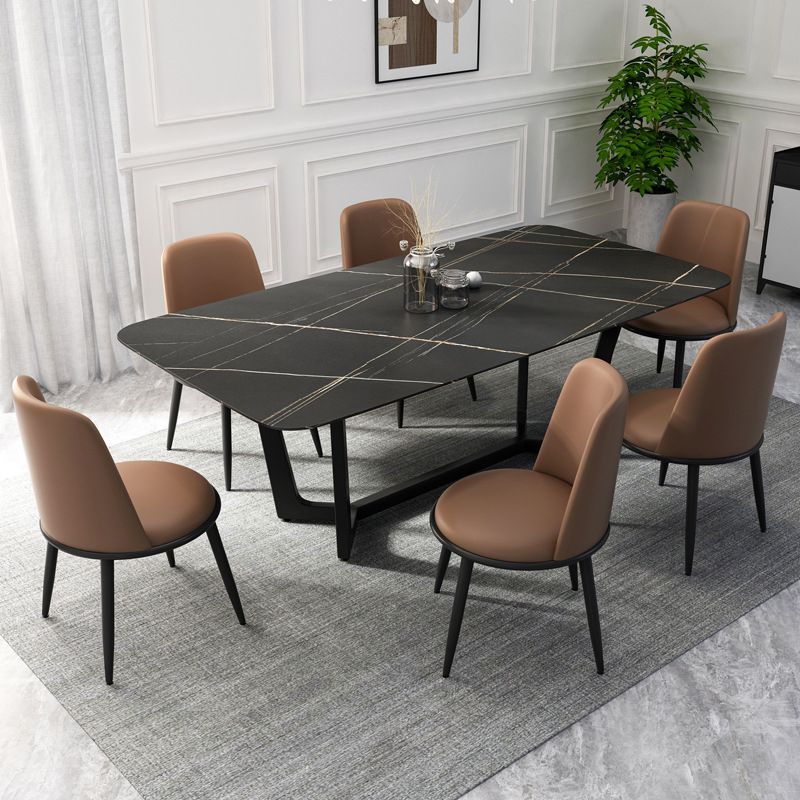 Metal Dinette Set with Padded Chairs 1/2/5/7 Pieces Black Stone Dining Table Set