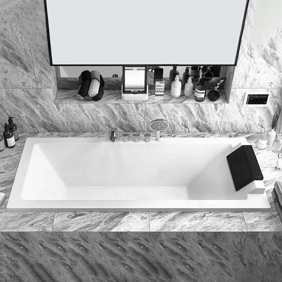 Drop-in White Bath Modern Soaking Acrylic Rectangular Bathtub