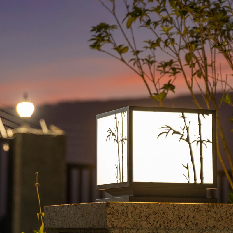 Contemporary Metallic Pillar Light Creative LED Solar Lighting Fixture for Garden