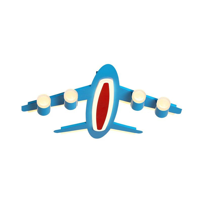 Plane Flush Mount Ceiling Light Creative Acrylic LED Blue Finish Lighting Fixture for Bedroom