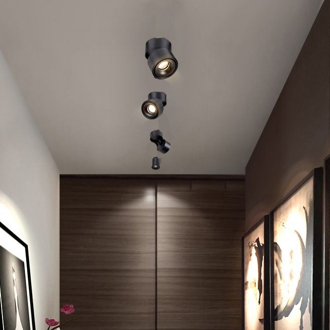 Modern Simple Style Metal Ceiling Light Adjustable Cylinder Shape Ceiling Lamp for Bedroom