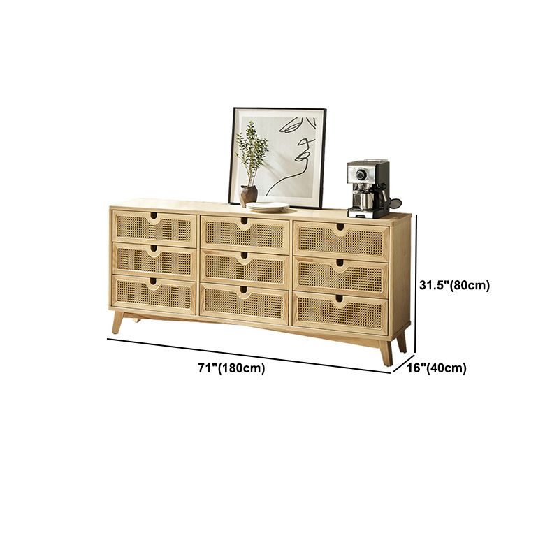 Modern Natural Accent Chest with Drawers and Solid Wood Straight Legs
