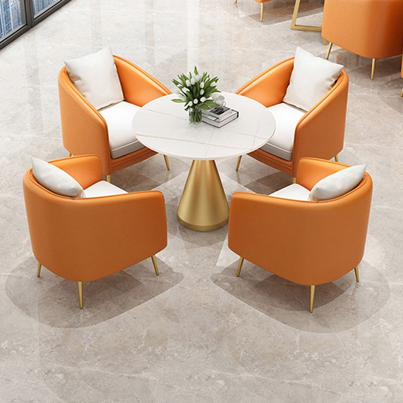 Glam Sintered Stone Dining Table Metal Dinette Table for Home Use