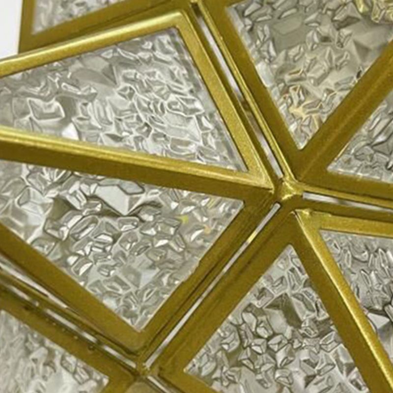 Glass Star Ceiling Mount Light Fixture Vintage Aisle Ceiling Lamp in Gold