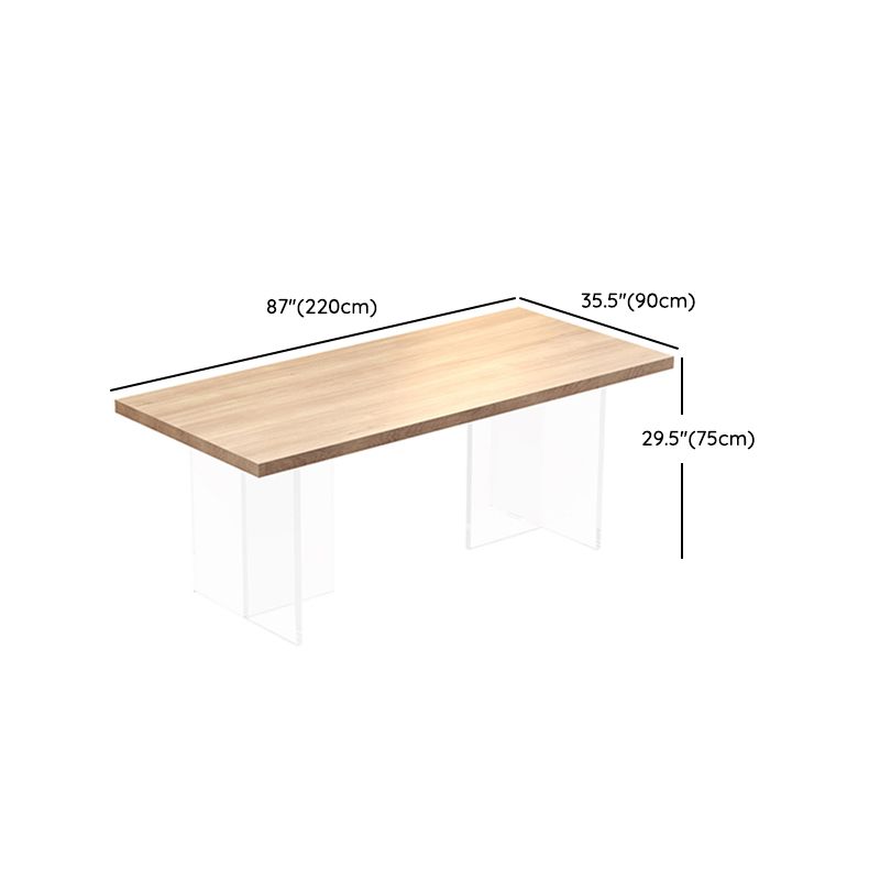 Modern Solid Wood Tabletop Dining Table for Small Space Acrylic Base